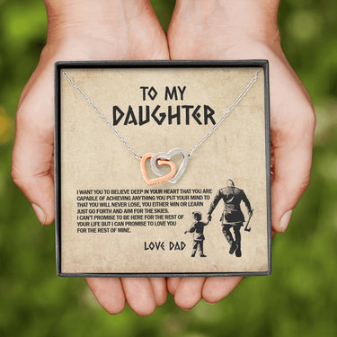 From Viking Dad To My Daughter I Want You To Believe Deep In Your Heart Joined Interlocking Hearts Pendant Necklace; Gift for Birthday,Christmas,Valentine's Day,Mother's day,Father's Day,Thanksgiving